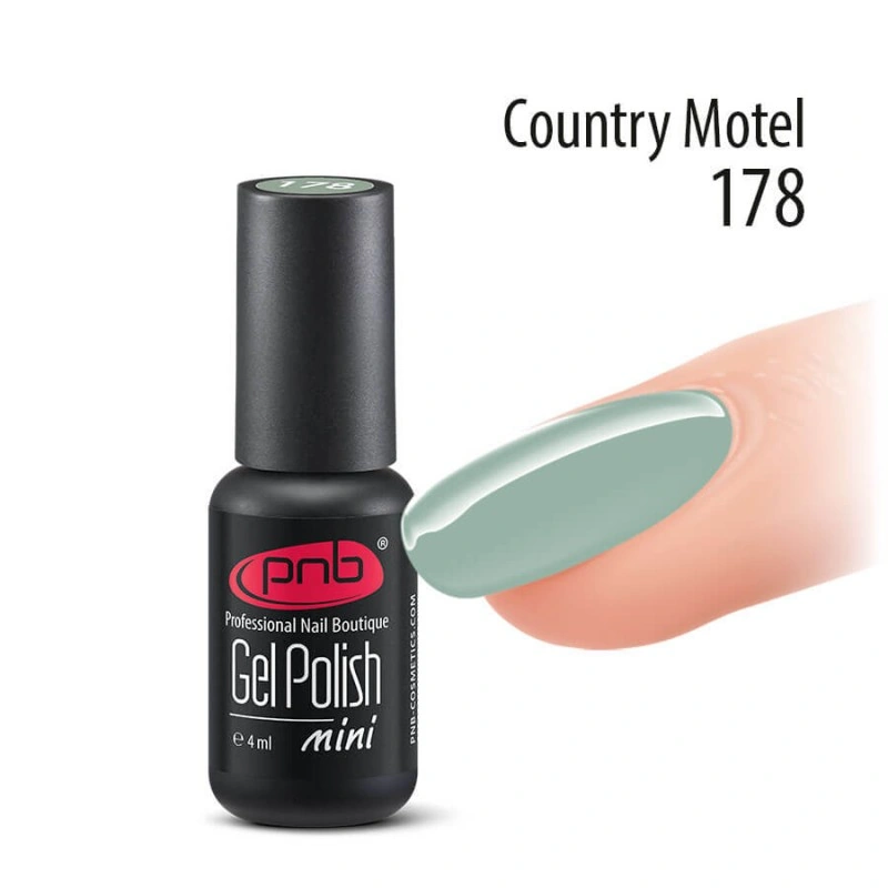 Гель-лак PNB Mini №178 Country Motel приглушений бірюзовий хакі, емаль 4 мл