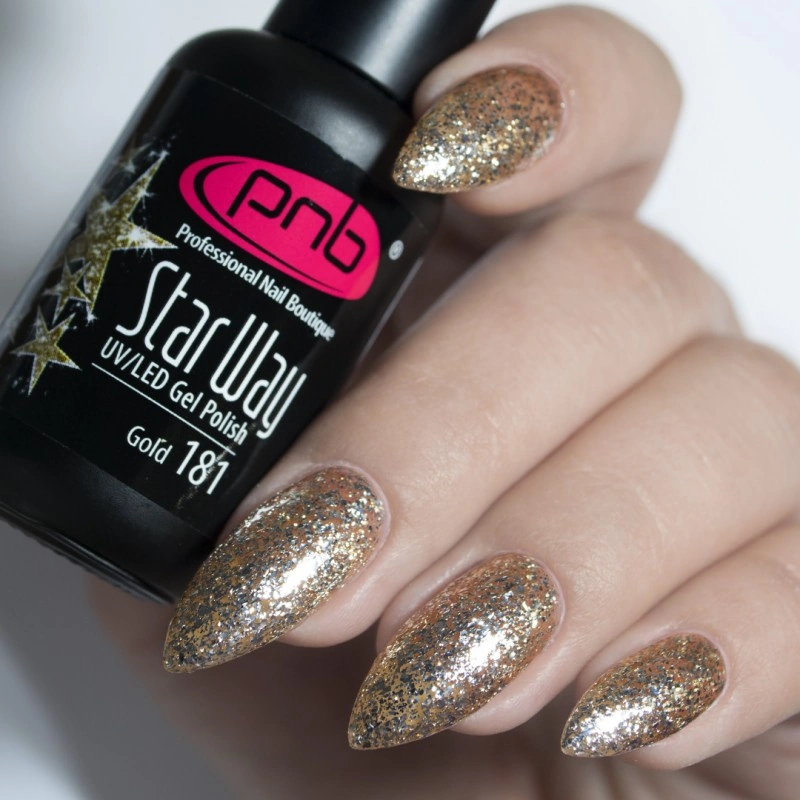 Гель-лак PNB Mini №181 Gold золотий із глітером 4 мл