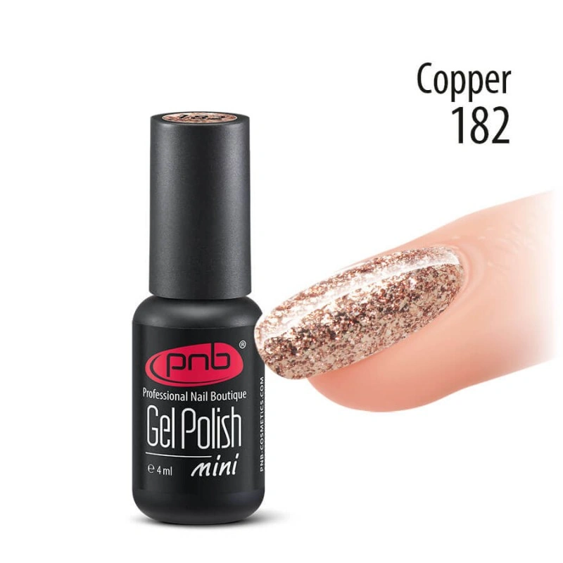 Гель-лак PNB Mini №182 Copper мідний з глітером 4 мл