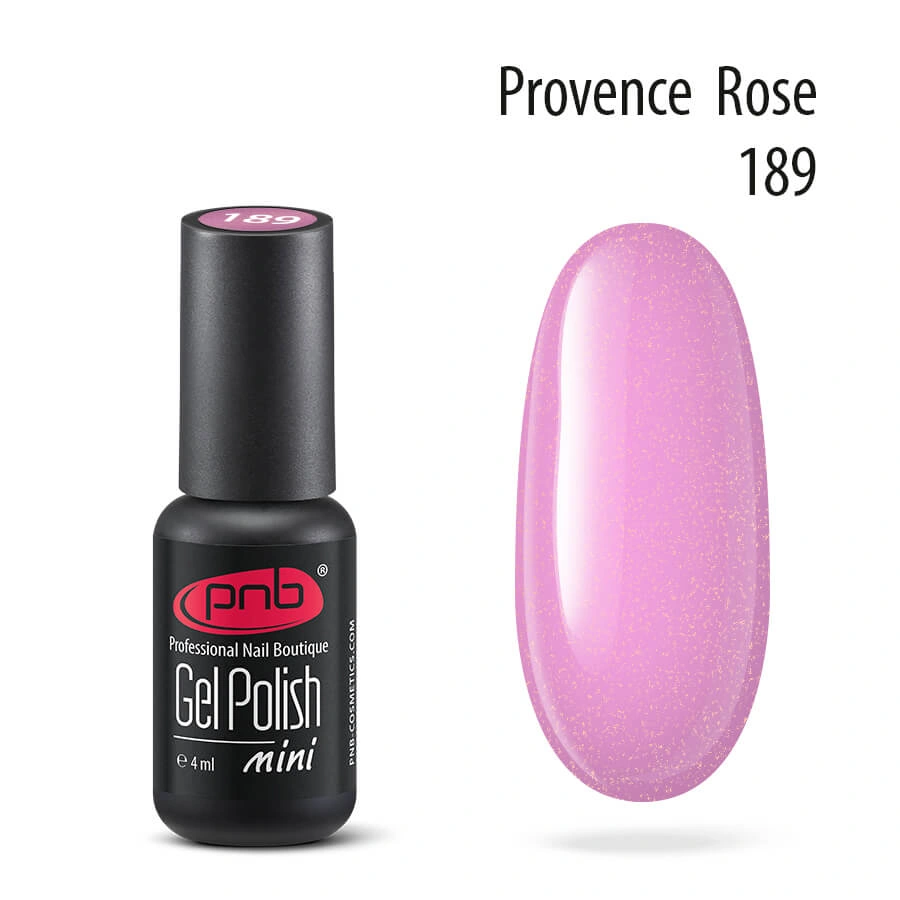 Гель-лак PNB Mini №189 Provence Rose лилово-рожевий з легким шиммером 4 мл