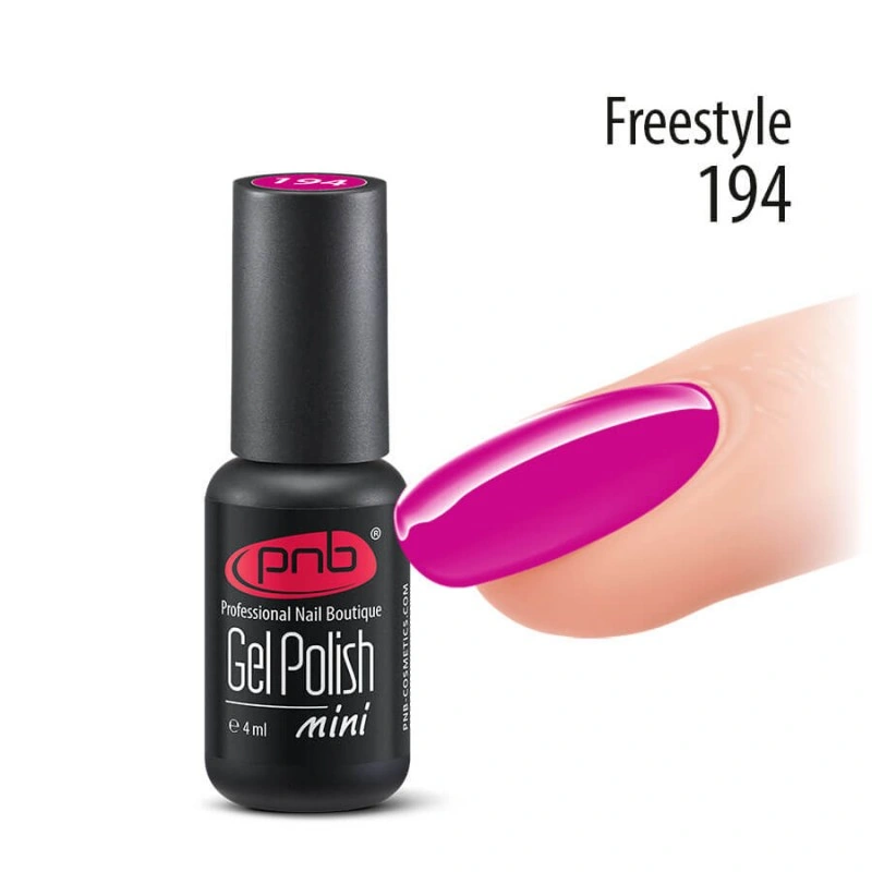 Гель-лак PNB Mini №194 Freestyle пурпурна фуксія, емаль 4 мл