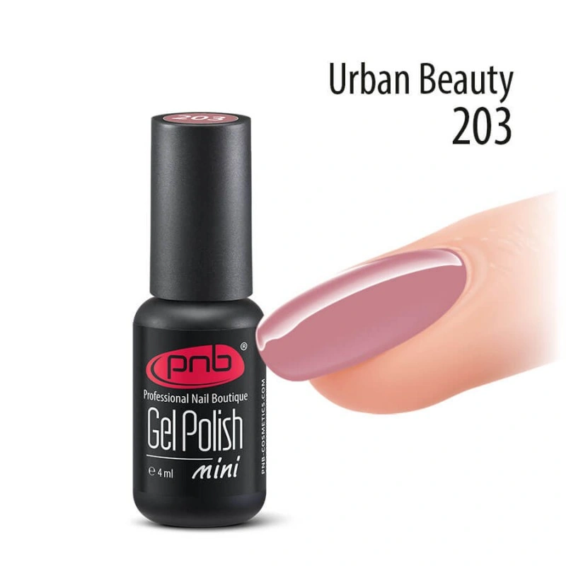 Гель-лак PNB Mini №203 Urban Beauty світла чайна троянда, емаль 4 мл
