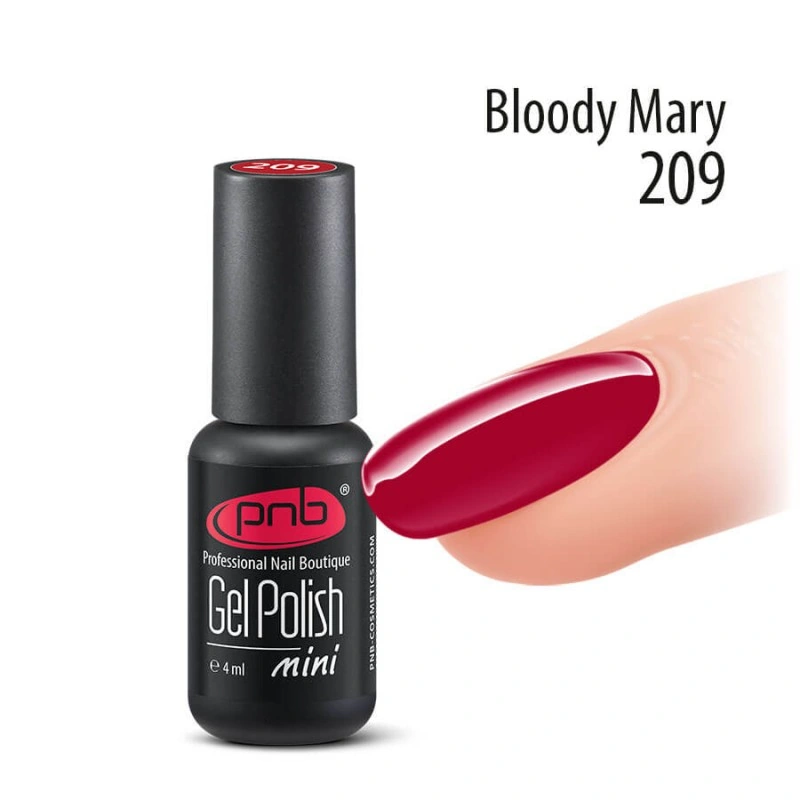 Гель-лак PNB Mini №209 Bloody Mary томатний, емаль 4 мл