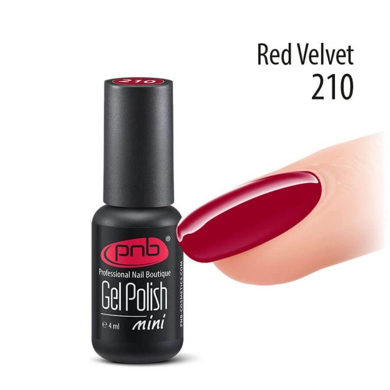 Гель-лак PNB Mini №210 Red Velvet вишнево-червоний, емаль 4 мл
