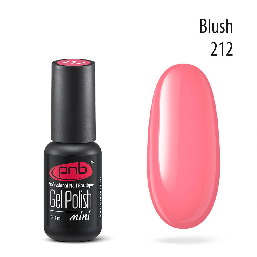 Гель-лак PNB Mini №212 Blush коралово-рожевий, емаль 4 мл
