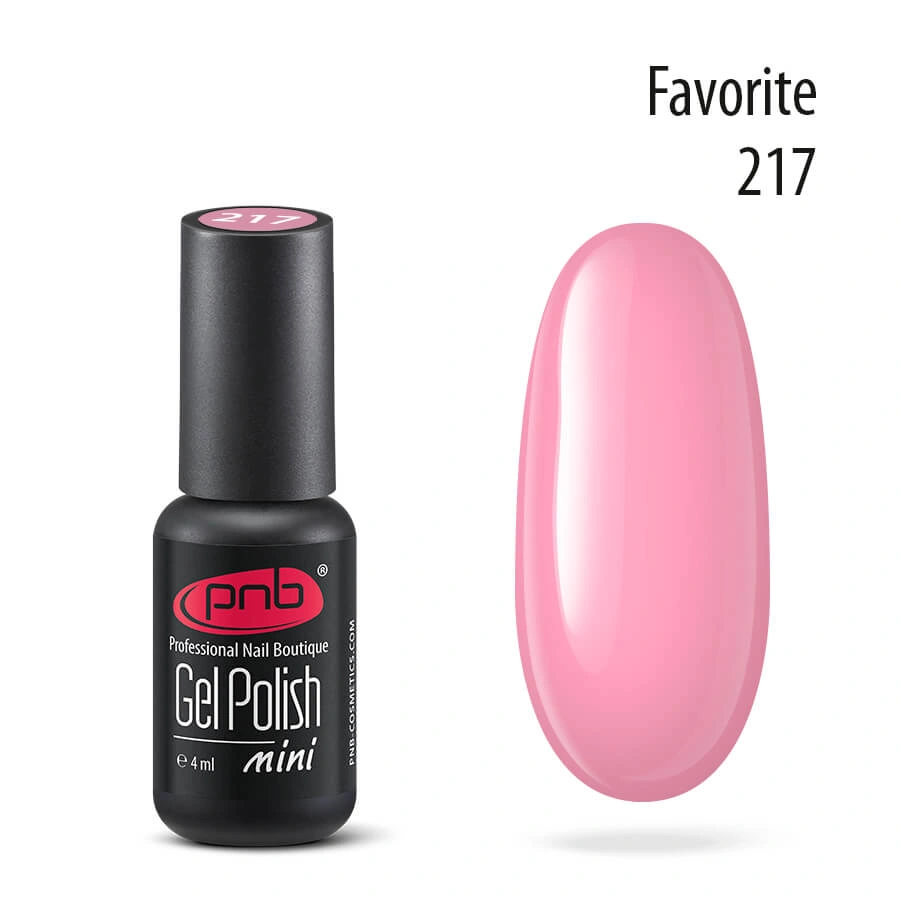 Гель-лак PNB Mini №217 Favorite насичений рожевий, емаль 4 мл
