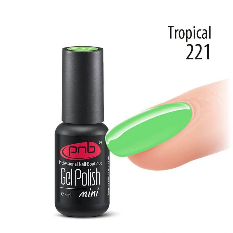 Гель-лак PNB Mini №221 Topical салатовий, емаль 4 мл