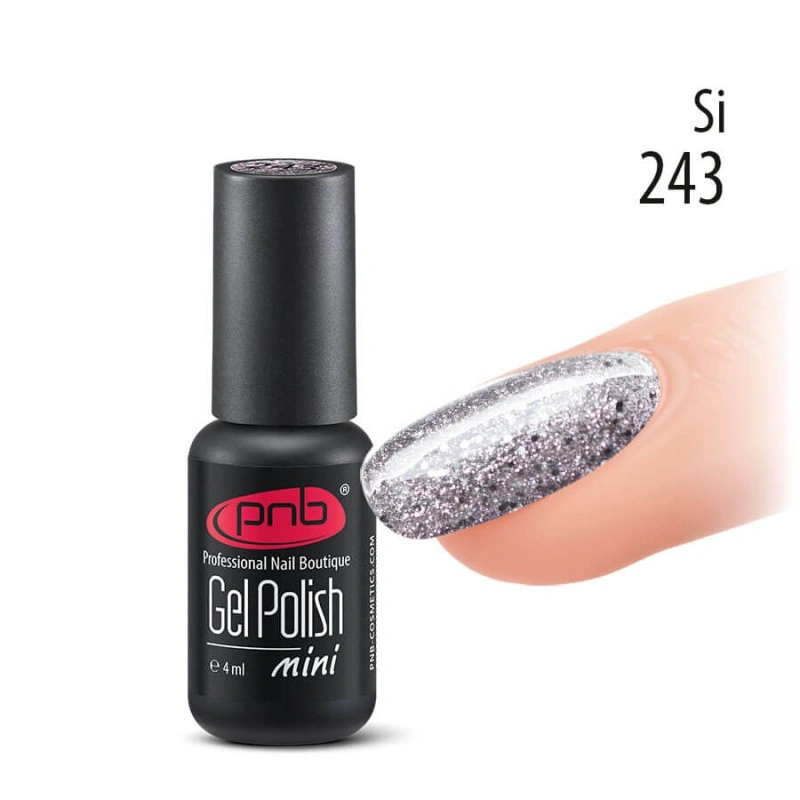 Гель-лак PNB Mini №243 Si сріблястий з шиммером 4 мл