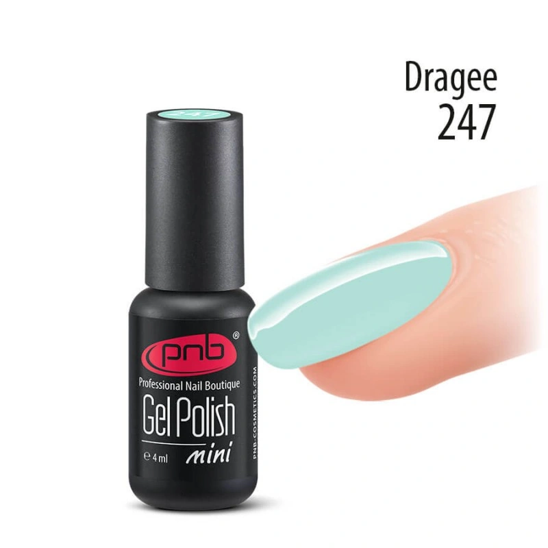 Гель-лак PNB Mini №247 Dragee бірюзово-блакитний, емаль 4 мл