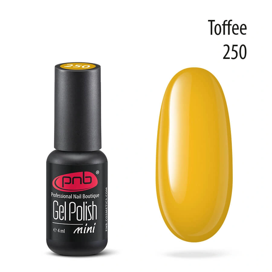 Гель-лак PNB Mini №250 Toffee гірчично-жовтий, емаль 4 мл