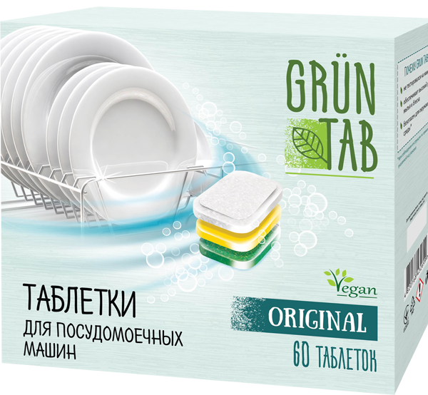 Таблетки для посудомийних машин 60шт Grun Tab Таблетки для посудомийних машин Original 60 шт