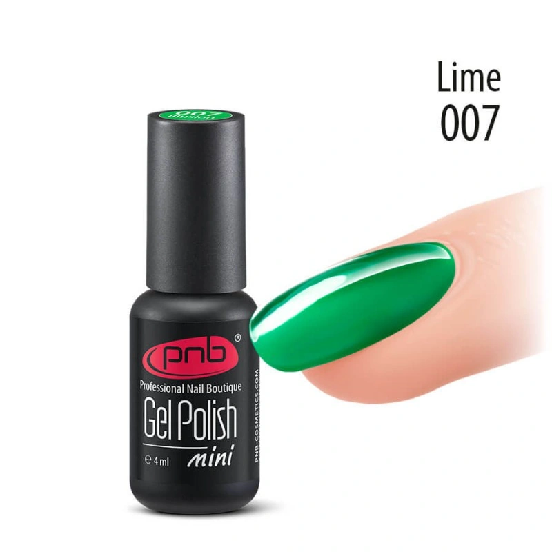 Гель-лак вітражний PNB Mini №007 Illusion Lime зелений, емаль 4 мл
