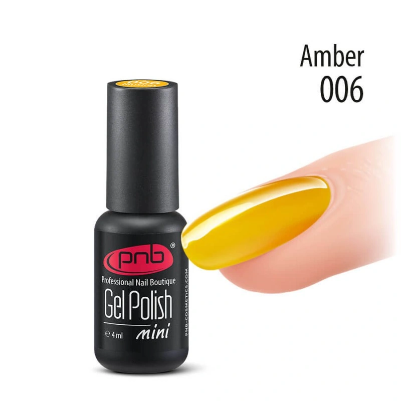 Гель-лак вітражний PNB Mini №006 Illusion Amber жовтий, емаль 4 мл