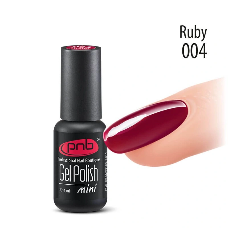 Гель-лак вітражний PNB Mini №004 Illusion Ruby бордовий, емаль 4 мл