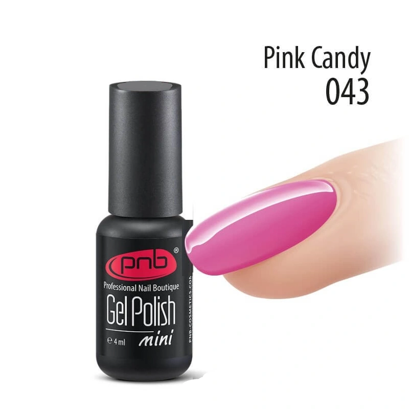 Гель-лак PNB Mini №043 Pink Candy яскраво-рожевий, емаль 4 мл