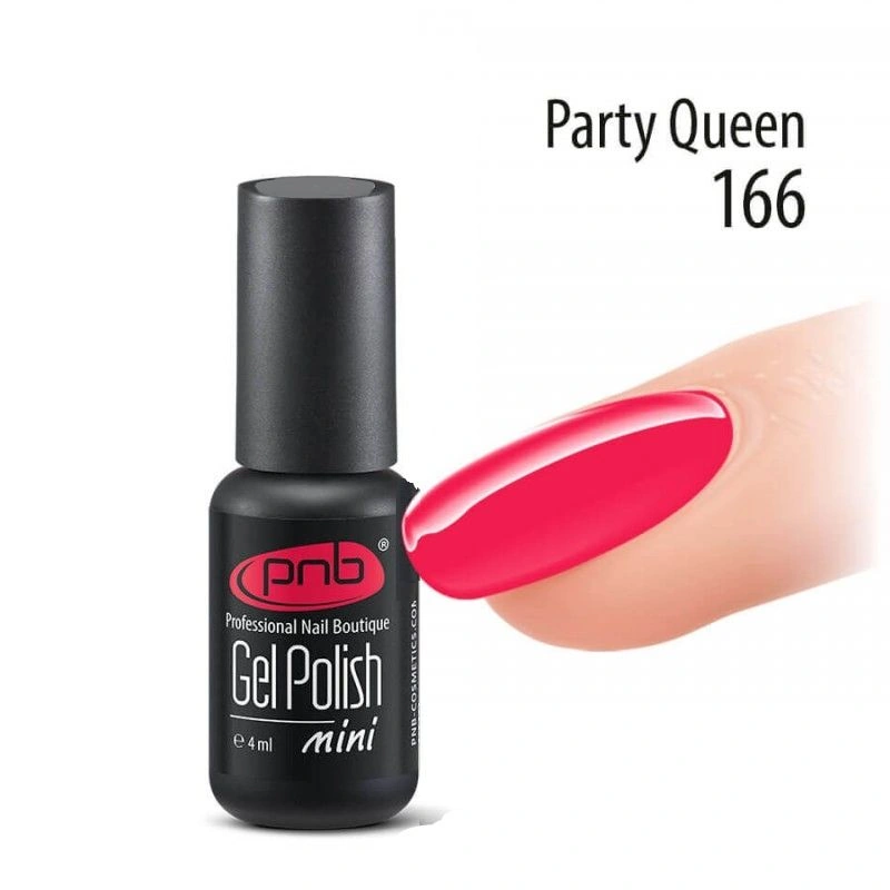 Гель-лак PNB Mini №166 Party Queen червона бегонія, емаль 4 мл