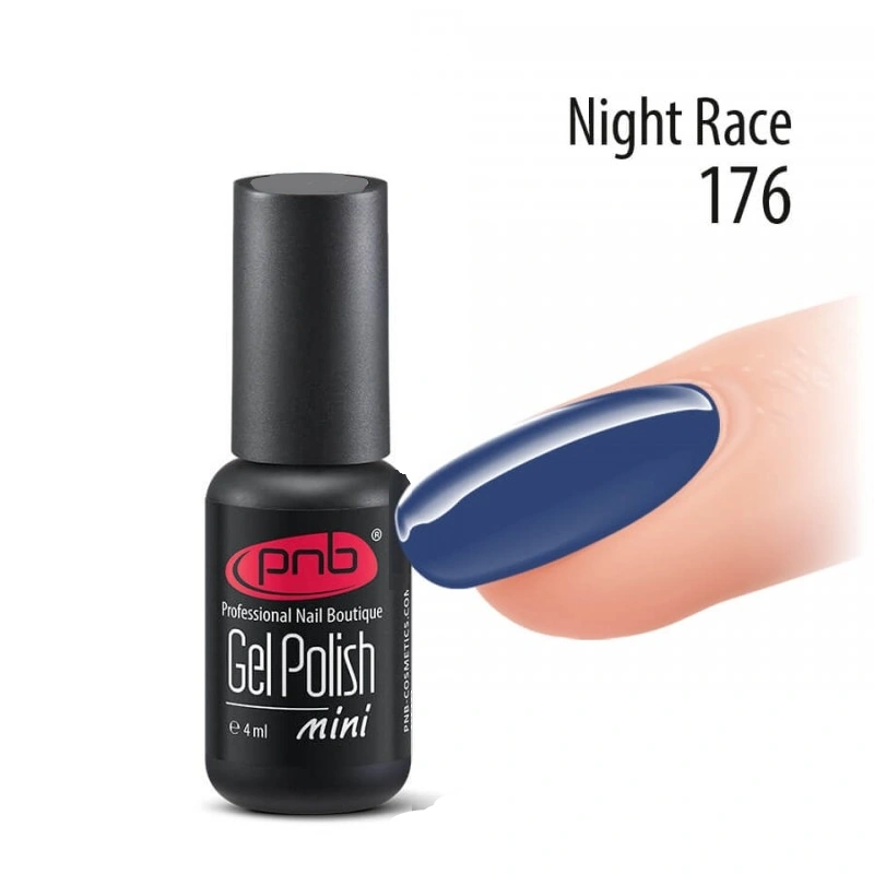 Гель-лак PNB Mini №176 Night Race темно-синій, емаль 4 мл