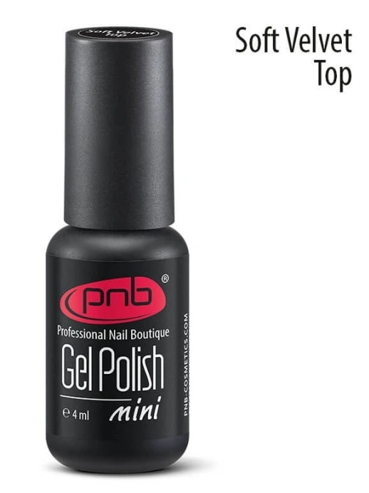 Матовий оксамитовий топ для гель лаку PNB Soft Velvet Top No Wipe без липкого шару 4 мл