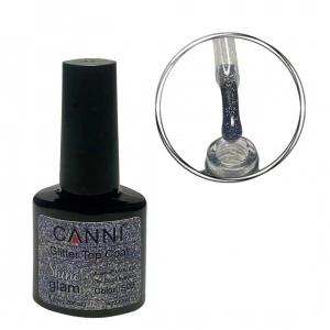 Глітерний топ із липким шаром Canni Glitter Top Сoat Glam Shine №S02 з блискітками 7,3 мл