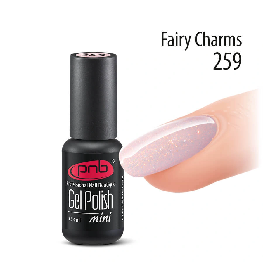 Гель-лак PNB Mini №259 Fairy Charms ніжний світло-рожевий, мікрошиммер 4 мл