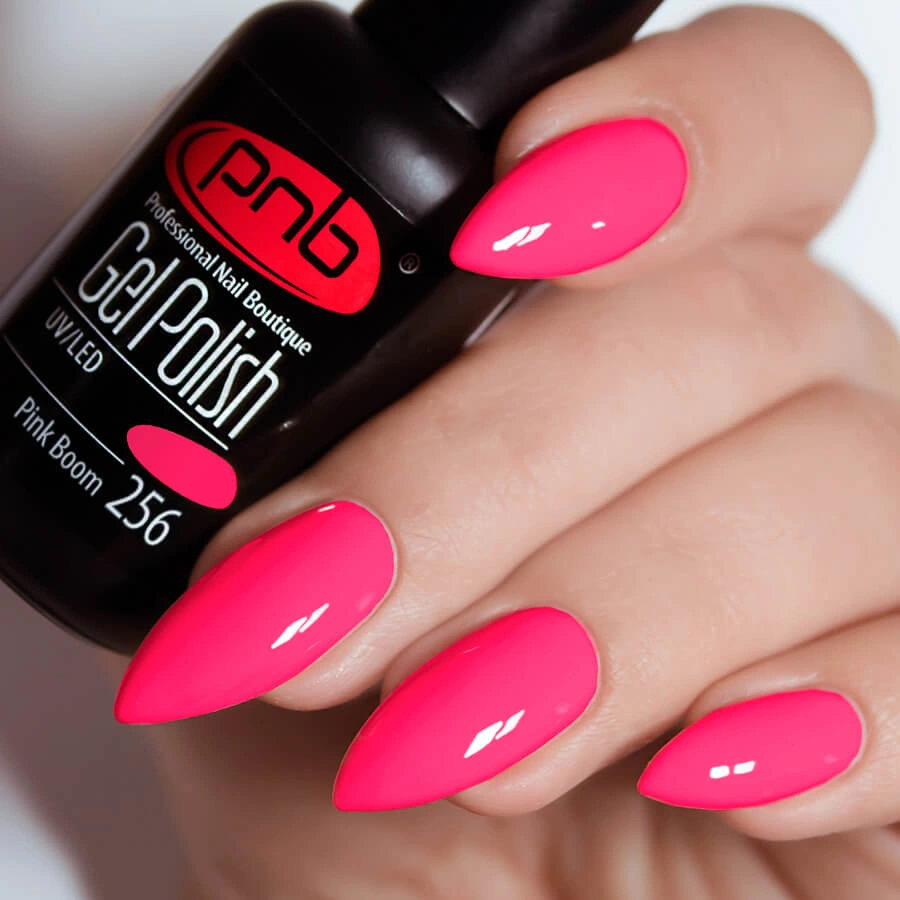 Гель-лак PNB Mini №256 Pink Boom неоновий малиново-рожевий, емаль 4 мл