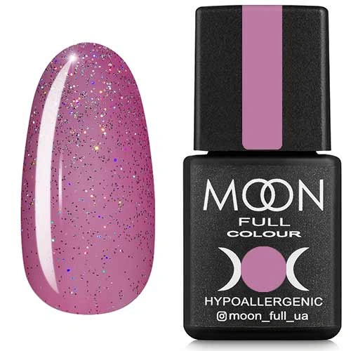 Гель-лак MOON FULL Color Gel Polish №306 напівпрозорий рожевий з різнобарвним шиммером 8 мл