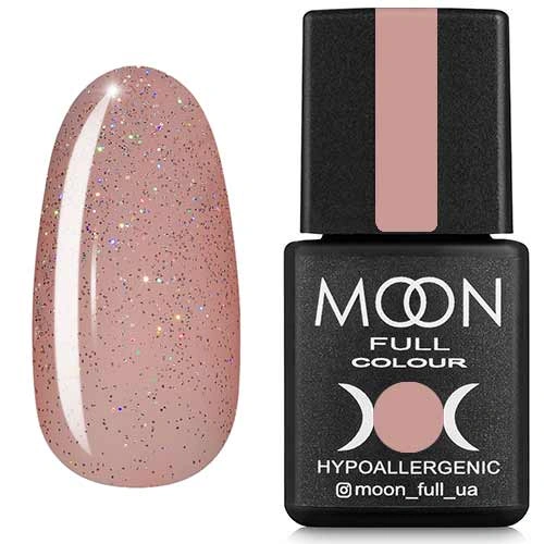 Гель-лак MOON FULL Color Gel Polish №307 напівпрозорий персиковий з різнобарвним шиммером 8 мл