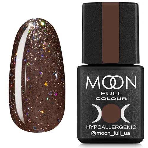 Гель-лак MOON FULL Color Gel Polish №322 темний бежевий з різнокольоровим глітером 8 мл