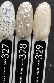 Гель-лак MOON FULL Color Gel Polish №328 сріблясто-золотий з різнокольоровим глітером 8 мл