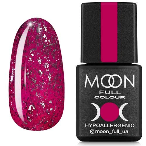 Гель-лак MOON FULL Diamond №02 рожевий із сріблястим гліттером 8 мл
