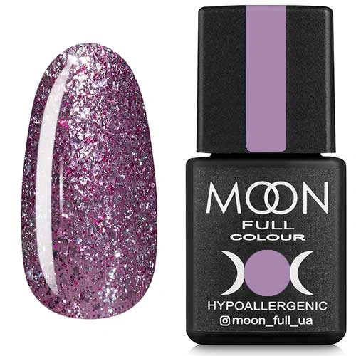 Гель-лак MOON FULL Diamond №04 бузково-сріблястий гліттер 8 мл