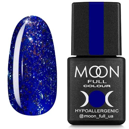 Гель-лак MOON FULL Diamond №05 яскраво-синій із сріблястим гліттером 8 мл