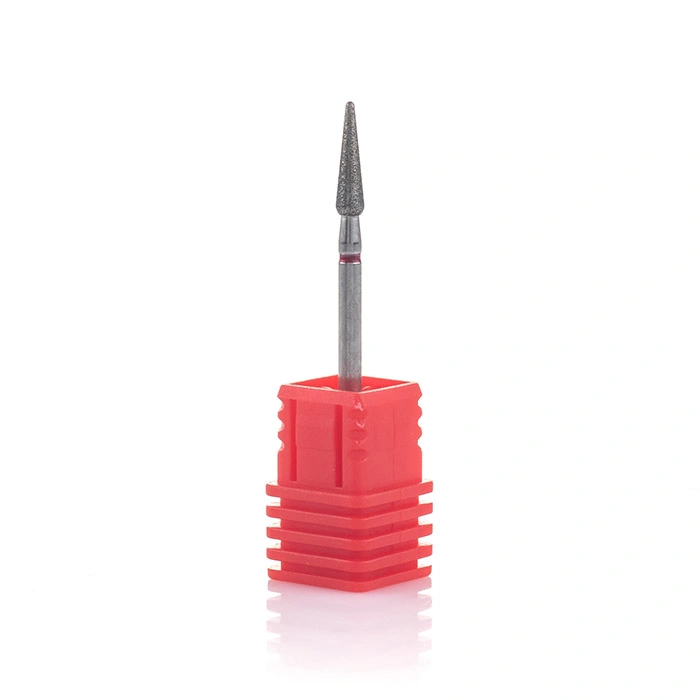 Насадка алмазна брунька закруглена довга Nail Perfect Diamond Nozzle Long Bud Red червона, м`який абразив 3.0 мм