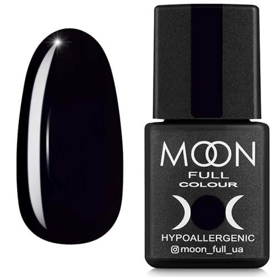 Гель-лак MOON FULL Color Gel Polish №188 глибокий чорний, емаль 8 мл