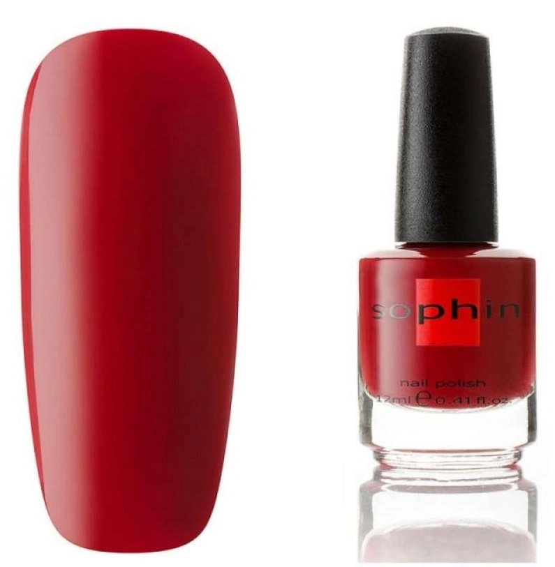 Лак Sophin Nail Lacquer №027 червоний з холодним підтоном, емаль 12 мл