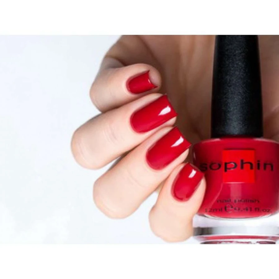 Лак Sophin Nail Lacquer №027 червоний з холодним підтоном, емаль 12 мл