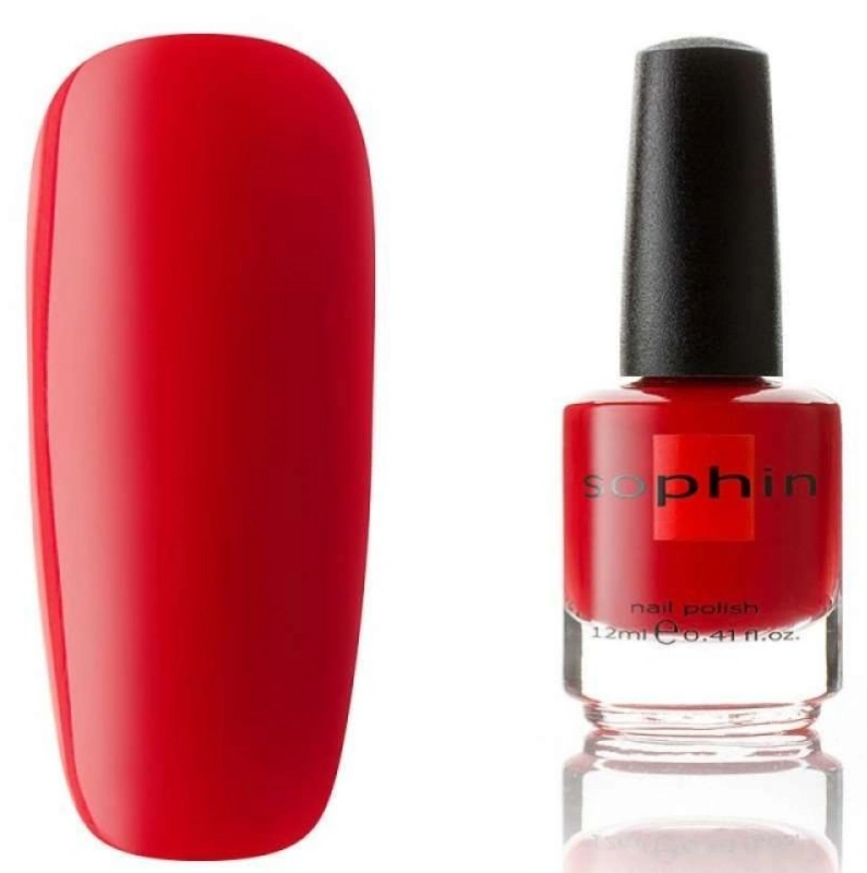 Лак Sophin Nail Lacquer №058 насичений червоний з теплим підтоном, емаль 12 мл