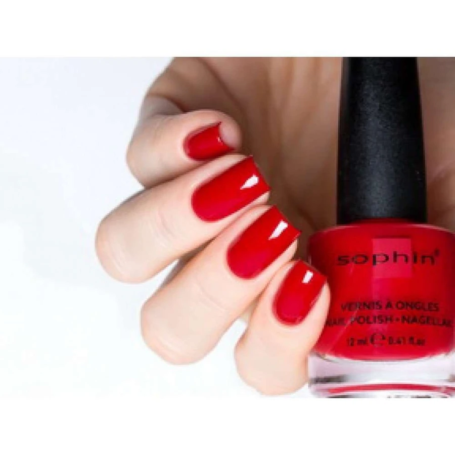 Лак Sophin Nail Lacquer №058 насичений червоний з теплим підтоном, емаль 12 мл