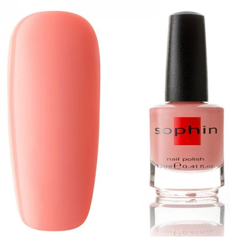 Лак Sophin Nail Lacquer №088 персиково-рожевий з різнобарвним мікрошиммером 12 мл
