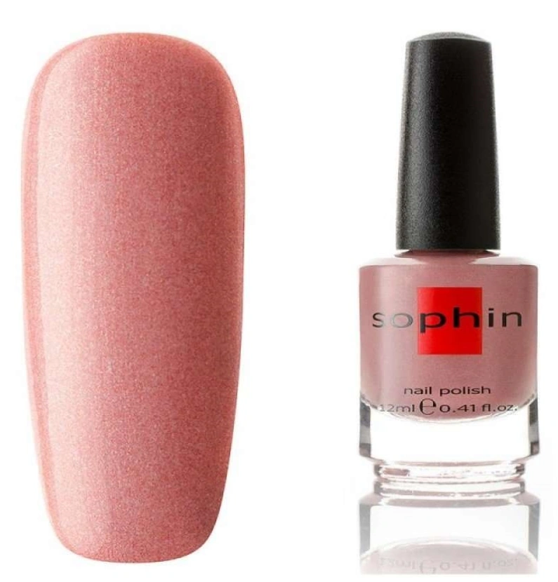 Лак Sophin Nail Lacquer №095 теплий рожево-бежевий із бронзовим наношиммером 12 мл