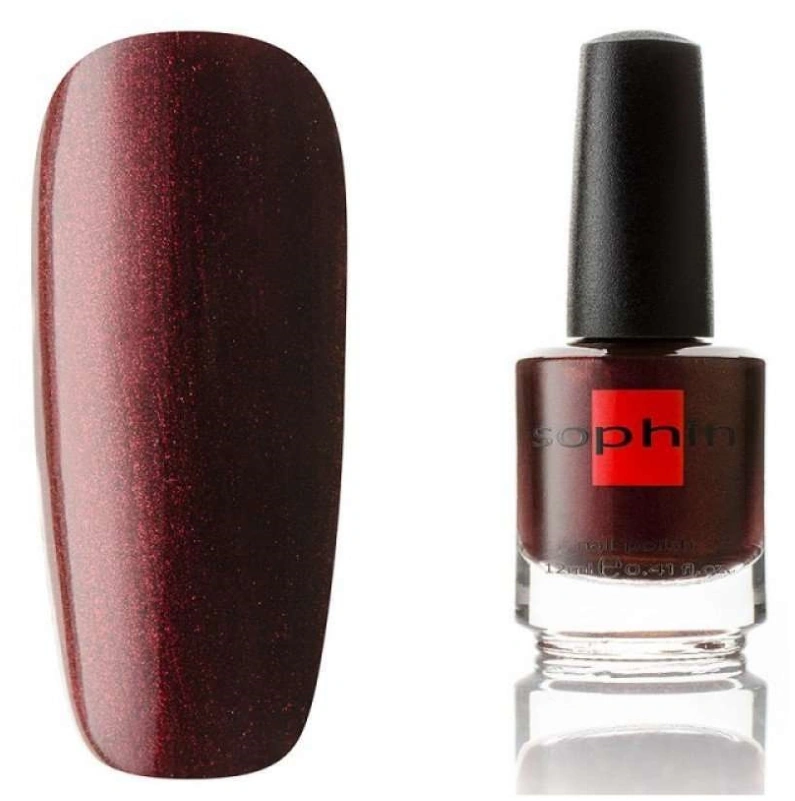 Лак Sophin Nail Lacquer №153 темний коричнево-бордовий з бордовим та малиновим шиммером 12 мл