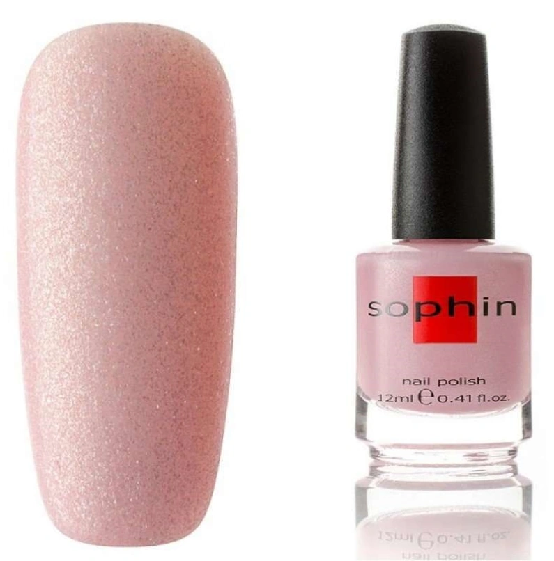 Лак Sophin Nail Lacquer №158 світло-рожевий із сріблястим шиммером 12 мл