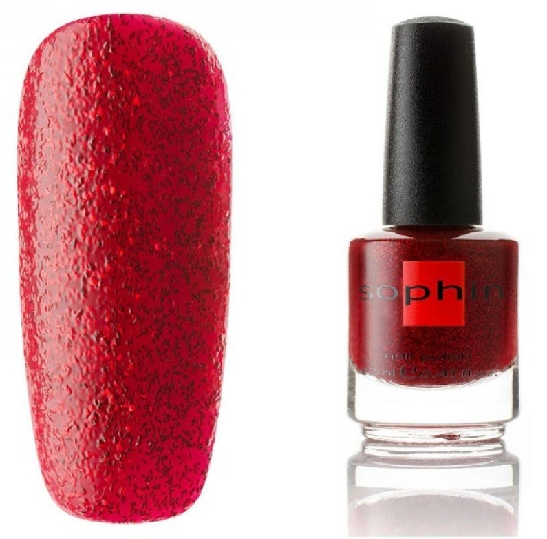 Лак Sophin Nail Lacquer №214 насичений червоний з дрібною слюдою 12 мл