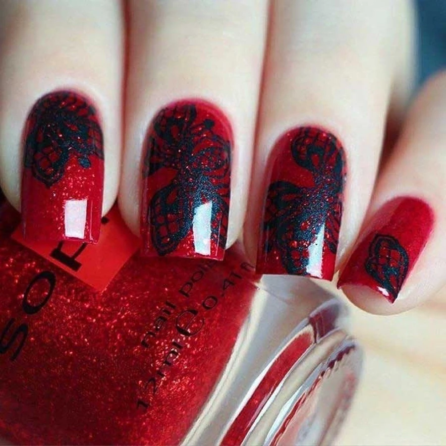 Лак Sophin Nail Lacquer №214 насичений червоний з дрібною слюдою 12 мл