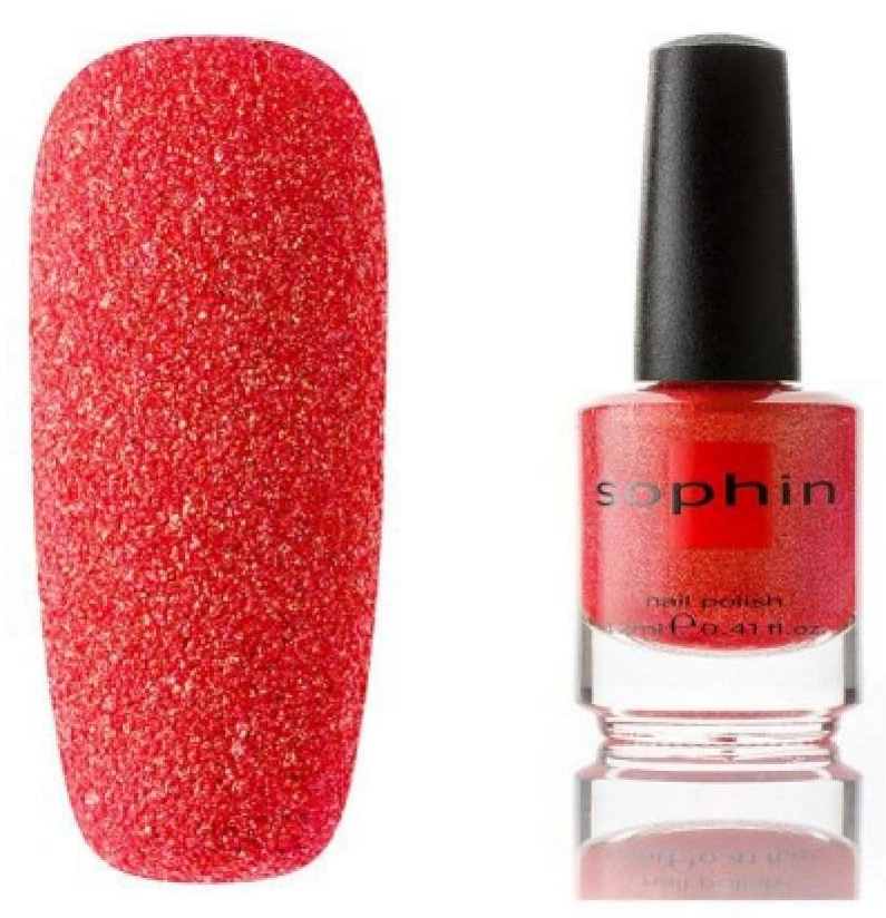 Текстурний лак Sophin Nail Lacquer №262 червоний із золотистим шиммером 12 мл