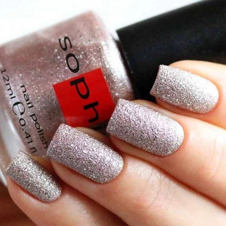 Текстурний лак Sophin Nail Lacquer №265 бежевий із сріблястим гліттером 12 мл