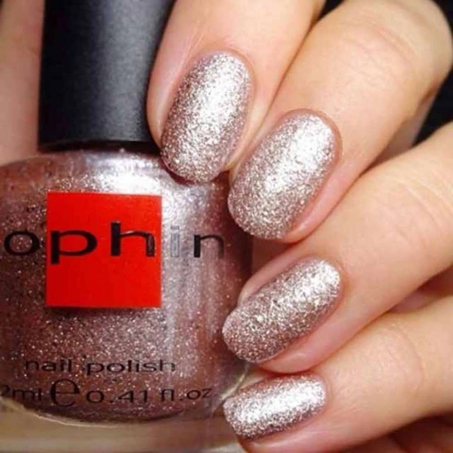 Текстурний лак Sophin Nail Lacquer №265 бежевий із сріблястим гліттером 12 мл