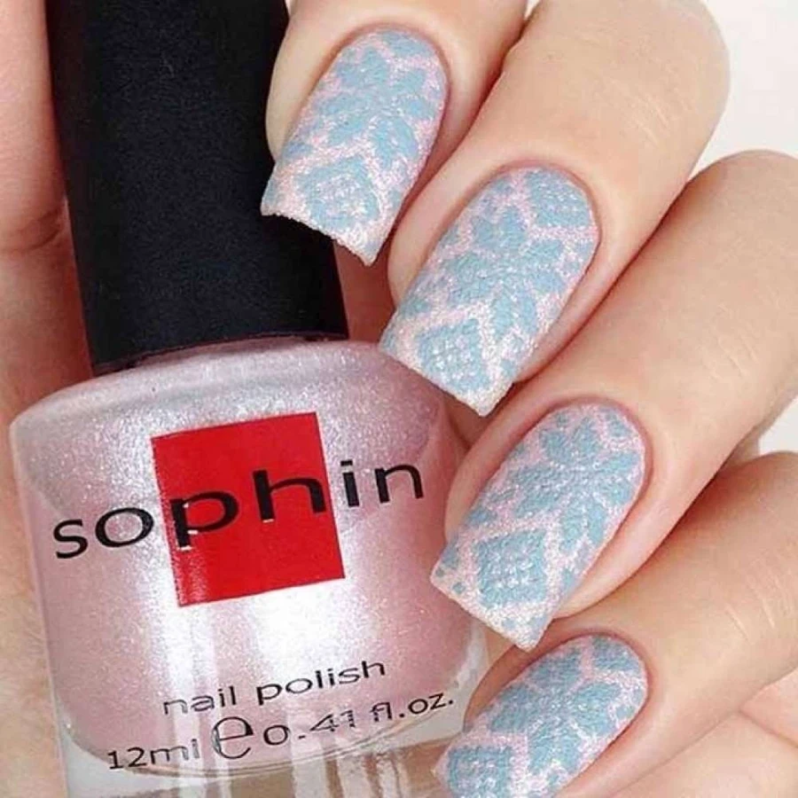 Текстурний лак Sophin Nail Lacquer №266 ніжний блідо-рожевий із сріблястим шиммером 12 мл
