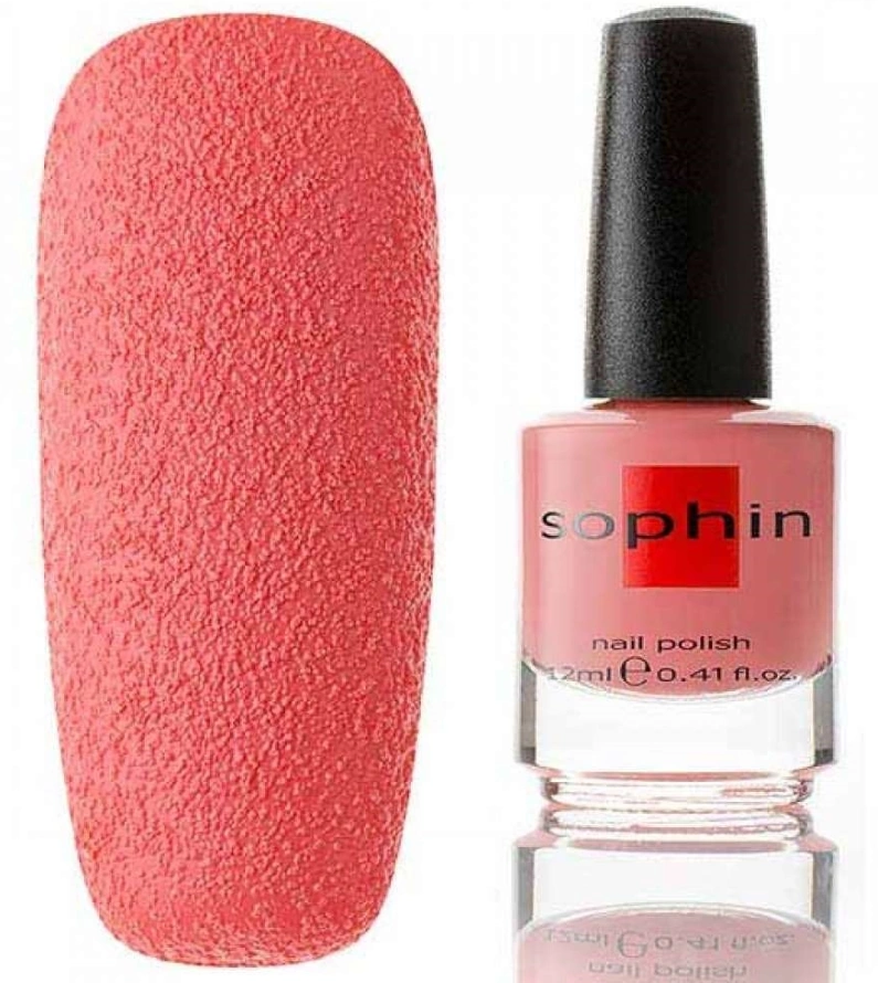 Текстурний лак Sophin Nail Lacquer №276 неоновий світло-рожевий корал, пісочний 12 мл
