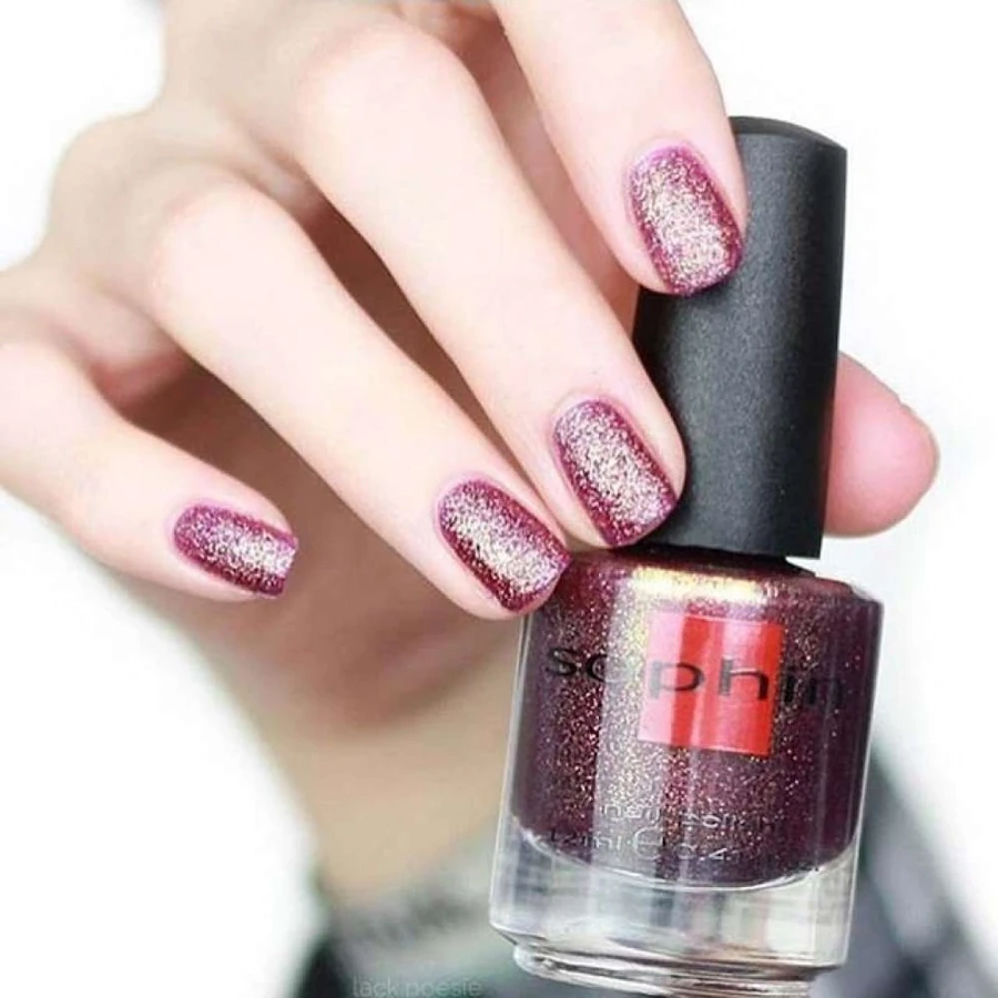 Текстурний лак Sophin Nail Lacquer №280 пурпурний із золотим шиммером 12 мл